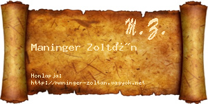 Maninger Zoltán névjegykártya